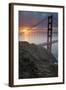 Golden Gate Bridge at Dawn with San Francisco City Lights in the Background-Adam Barker-Framed Photographic Print