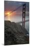 Golden Gate Bridge at Dawn with San Francisco City Lights in the Background-Adam Barker-Mounted Photographic Print