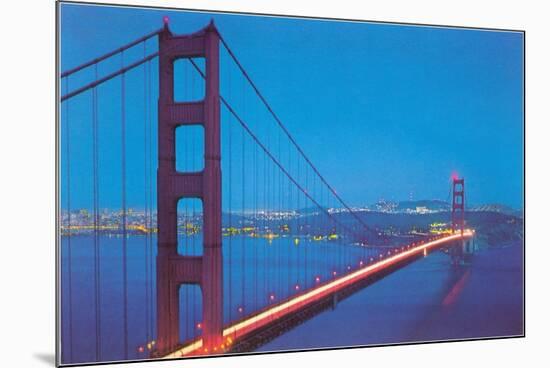 Golden Gate Bridge at Night, San Francisco, California-null-Mounted Premium Giclee Print