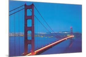 Golden Gate Bridge at Night, San Francisco, California-null-Mounted Premium Giclee Print