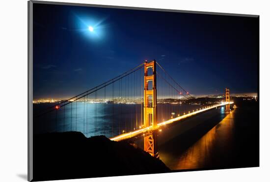 Golden Gate Bridge at Night. San Francisco, USA-TEA-Mounted Photographic Print