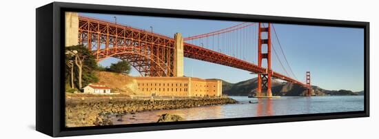 Golden Gate Bridge at sunrise, San Francisco Bay, California-Markus Lange-Framed Stretched Canvas