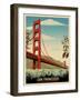 Golden Gate Bridge Daybreak-Old Red Truck-Framed Giclee Print