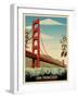Golden Gate Bridge Daybreak-Old Red Truck-Framed Giclee Print