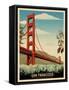 Golden Gate Bridge Daybreak-Old Red Truck-Framed Stretched Canvas