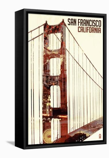 Golden Gate Bridge Double Exposure - San Francisco, CA-Lantern Press-Framed Stretched Canvas