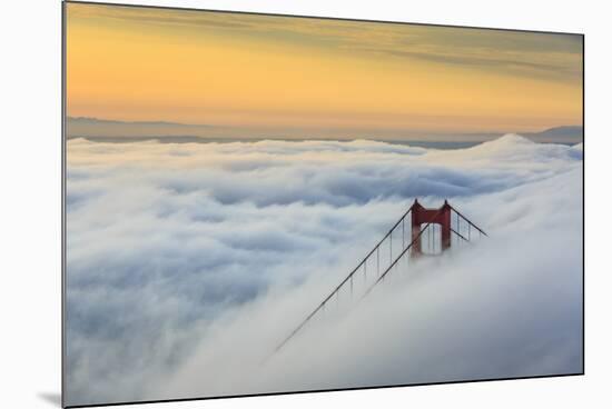 Golden Gate Bridge emerging from the morning fog at sunrise. San Francisco, Marin County, Californi-ClickAlps-Mounted Photographic Print