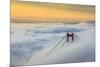 Golden Gate Bridge emerging from the morning fog at sunrise. San Francisco, Marin County, Californi-ClickAlps-Mounted Photographic Print