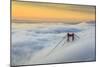 Golden Gate Bridge emerging from the morning fog at sunrise. San Francisco, Marin County, Californi-ClickAlps-Mounted Photographic Print