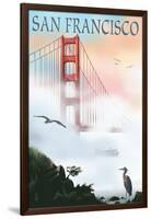 Golden Gate Bridge in Fog - San Francisco, California-Lantern Press-Framed Art Print