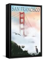 Golden Gate Bridge in Fog - San Francisco, California-Lantern Press-Framed Stretched Canvas