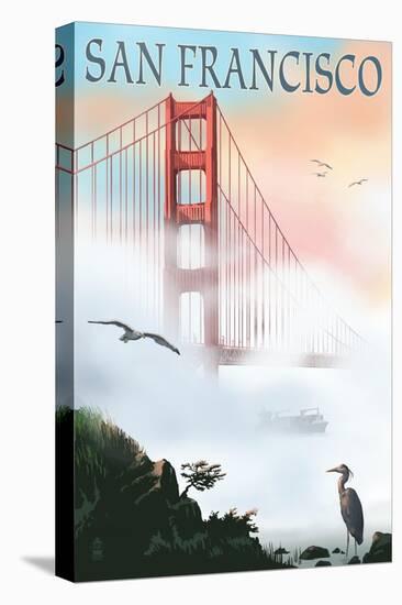Golden Gate Bridge in Fog - San Francisco, California-Lantern Press-Stretched Canvas