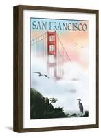 Golden Gate Bridge in Fog - San Francisco, California-Lantern Press-Framed Art Print