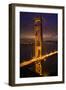 Golden Gate Bridge, Night Vertical with Lights of San Francisco, California in Background-William Perry-Framed Photographic Print