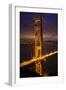 Golden Gate Bridge, Night Vertical with Lights of San Francisco, California in Background-William Perry-Framed Photographic Print