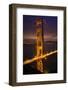 Golden Gate Bridge, Night Vertical with Lights of San Francisco, California in Background-William Perry-Framed Photographic Print