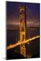 Golden Gate Bridge, Night Vertical with Lights of San Francisco, California in Background-William Perry-Mounted Photographic Print