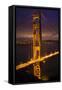 Golden Gate Bridge, Night Vertical with Lights of San Francisco, California in Background-William Perry-Framed Stretched Canvas