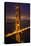 Golden Gate Bridge, Night Vertical with Lights of San Francisco, California in Background-William Perry-Stretched Canvas