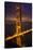 Golden Gate Bridge, Night Vertical with Lights of San Francisco, California in Background-William Perry-Stretched Canvas