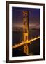 Golden Gate Bridge, Night Vertical with Lights of San Francisco, California in Background-William Perry-Framed Photographic Print