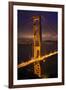 Golden Gate Bridge, Night Vertical with Lights of San Francisco, California in Background-William Perry-Framed Photographic Print