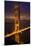 Golden Gate Bridge, Night Vertical with Lights of San Francisco, California in Background-William Perry-Mounted Photographic Print