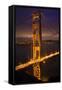Golden Gate Bridge, Night Vertical with Lights of San Francisco, California in Background-William Perry-Framed Stretched Canvas