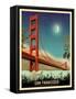 Golden Gate Bridge Night-Old Red Truck-Framed Stretched Canvas