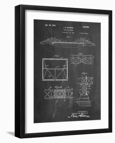 Golden Gate Bridge Patent, Long Span Bridge-null-Framed Art Print