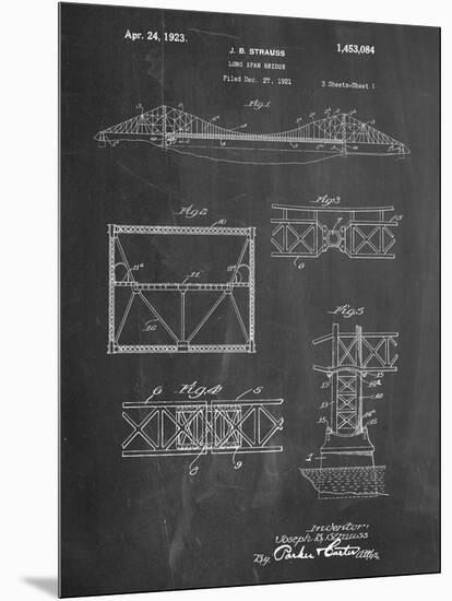 Golden Gate Bridge Patent, Long Span Bridge-null-Mounted Art Print