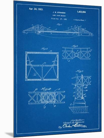 Golden Gate Bridge Patent, Long Span Bridge-null-Mounted Art Print