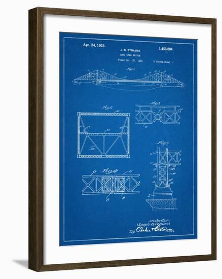 Golden Gate Bridge Patent, Long Span Bridge-null-Framed Art Print