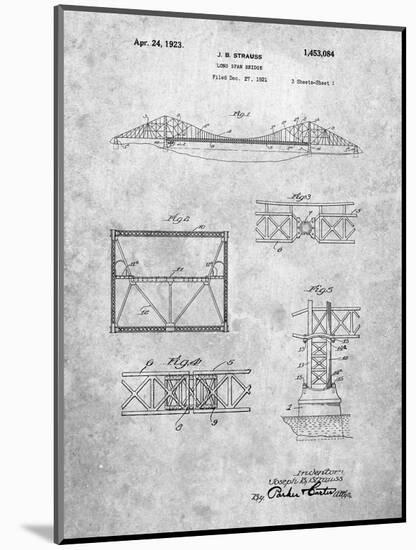 Golden Gate Bridge Patent, Long Span Bridge-Cole Borders-Mounted Art Print