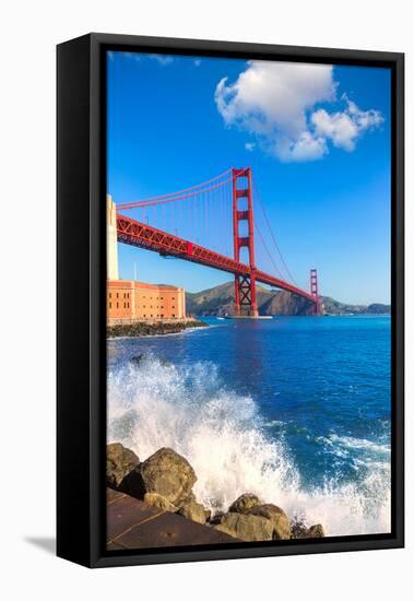 Golden Gate Bridge San Francisco from Presidio in California USA-holbox-Framed Stretched Canvas