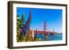 Golden Gate Bridge San Francisco Purple Flowers Echium Candicans in California-holbox-Framed Photographic Print