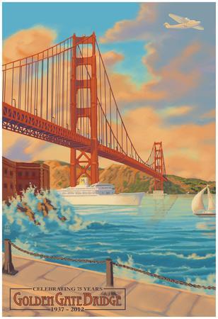Golden Gate Bridge Sunset - 75Th Anniversary - San Francisco, Ca' Print |  AllPosters.com
