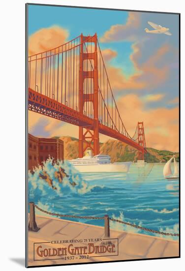 Golden Gate Bridge Sunset - 75Th Anniversary - San Francisco, Ca-null-Mounted Poster