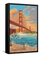 Golden Gate Bridge Sunset - 75th Anniversary - San Francisco, CA-Lantern Press-Framed Stretched Canvas