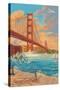 Golden Gate Bridge Sunset - 75th Anniversary - San Francisco, CA-Lantern Press-Stretched Canvas