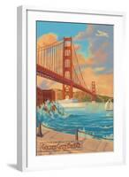 Golden Gate Bridge Sunset - 75th Anniversary - San Francisco, CA-Lantern Press-Framed Art Print