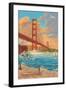 Golden Gate Bridge Sunset - 75th Anniversary - San Francisco, CA-Lantern Press-Framed Art Print