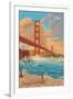 Golden Gate Bridge Sunset - 75th Anniversary - San Francisco, CA-Lantern Press-Framed Art Print