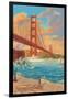 Golden Gate Bridge Sunset - 75th Anniversary - San Francisco, CA-Lantern Press-Framed Art Print