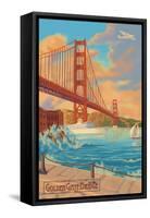 Golden Gate Bridge Sunset - 75th Anniversary - San Francisco, CA-Lantern Press-Framed Stretched Canvas