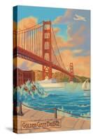 Golden Gate Bridge Sunset - 75th Anniversary - San Francisco, CA-Lantern Press-Stretched Canvas