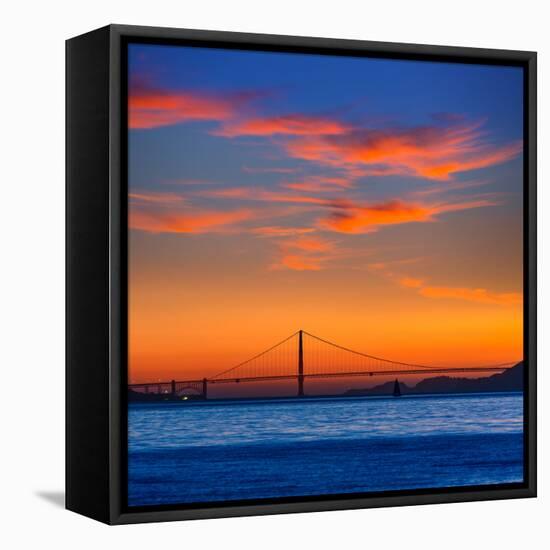 Golden Gate Bridge Sunset in San Francisco California USA-holbox-Framed Stretched Canvas