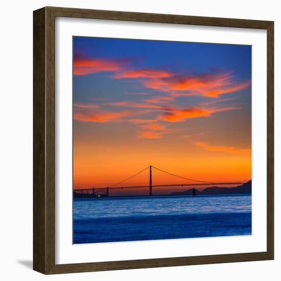 Golden Gate Bridge Sunset in San Francisco California USA-holbox-Framed Photographic Print