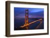 Golden Gate Bridge Sunset Pink Skies Evening with Lights of San Francisco, California in Background-William Perry-Framed Premium Photographic Print