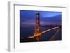 Golden Gate Bridge Sunset Pink Skies Evening with Lights of San Francisco, California in Background-William Perry-Framed Premium Photographic Print